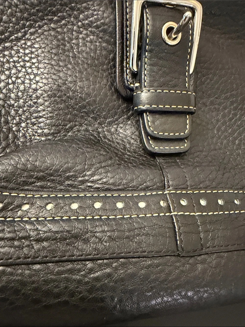 Coach Black Pebbled Leather Shoulder Hobo with Silver Hardware